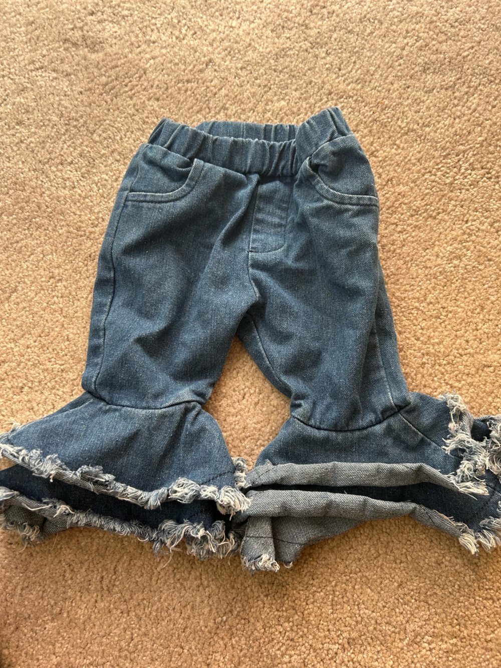 Girls' Denim Ruffle Hem Pants - Blue